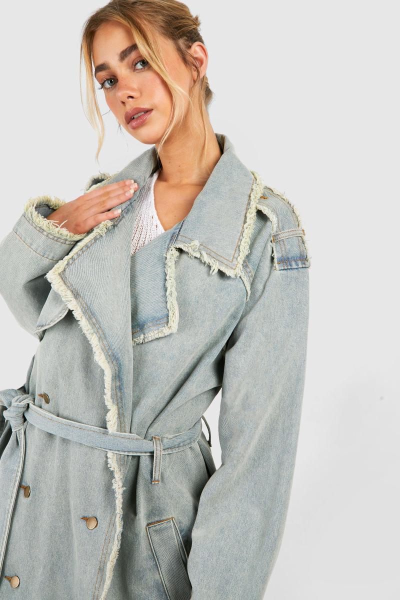 Преміум -кол -джинсовий пальто