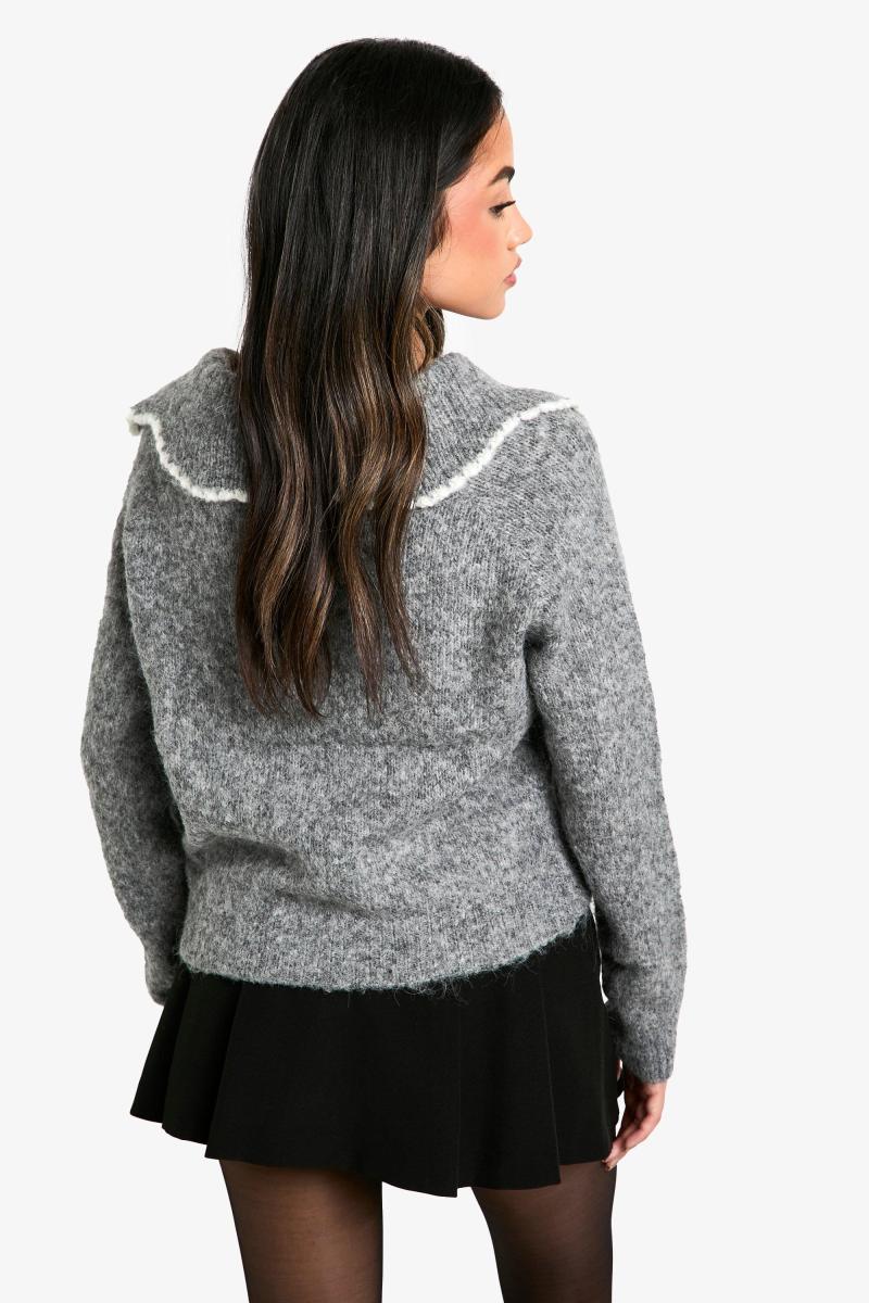 Пухнастий в'язаний кардиган з коміром