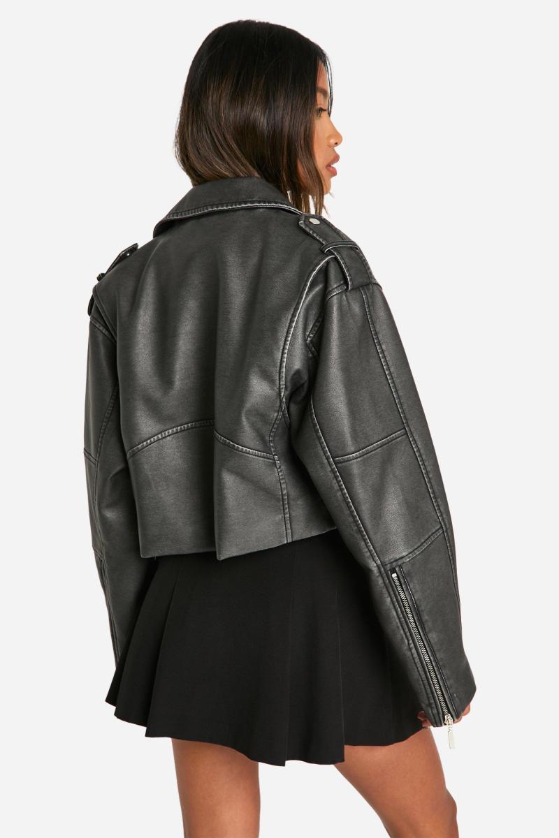 Байкерська куртка зі штучної шкіри у вінтажному стилі