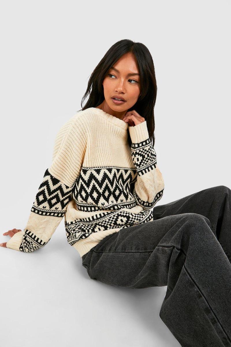 Величезний в'язаний джемпер з кабельного жаккарда