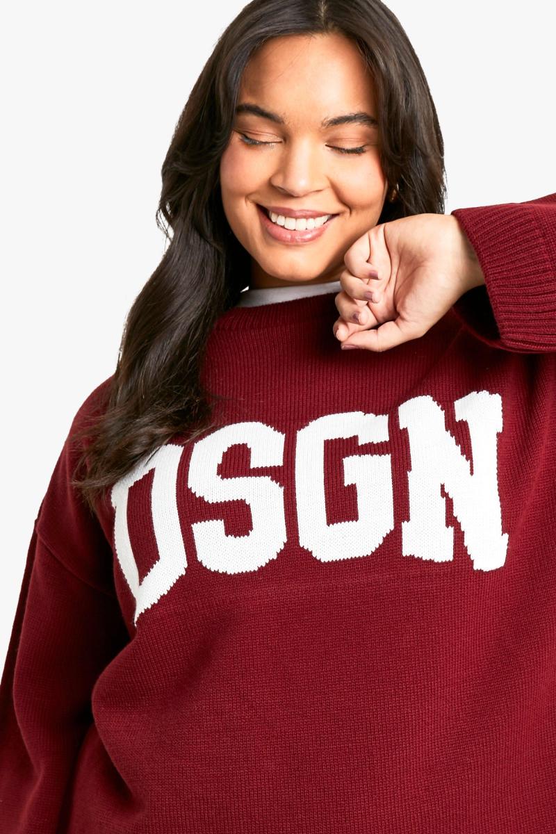 Плюс трикотажний джемпер з круглим вирізом DSGN