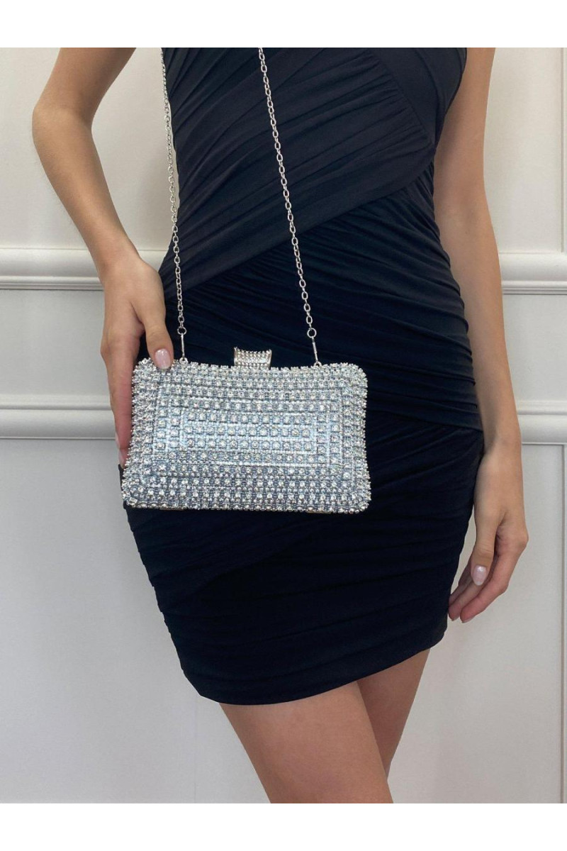 Срібний клатч Diamante