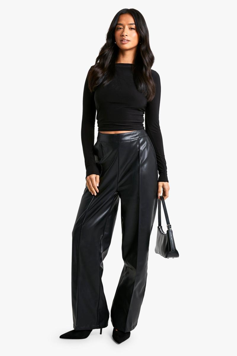 Маленькі штани зі штучної шкіри з прямими штанинами