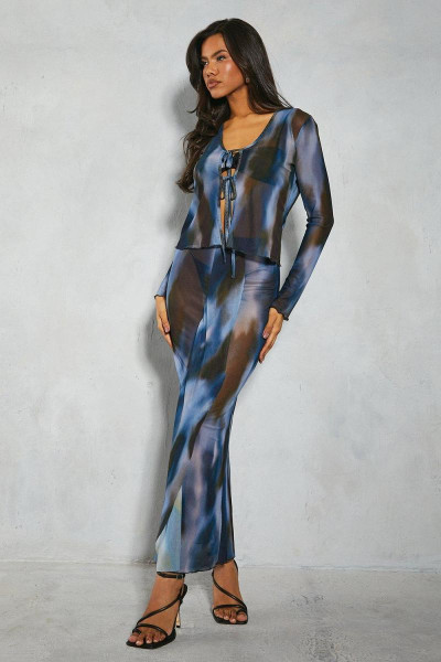 Друкована сітка деталі TIE TOP & MAXI Спідниця координація