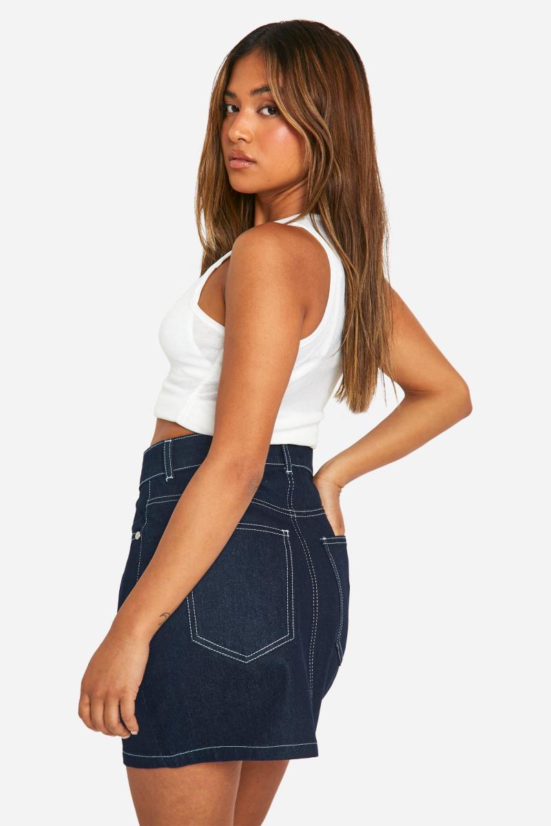 Міні -спідниця з джинсового денігового індіго