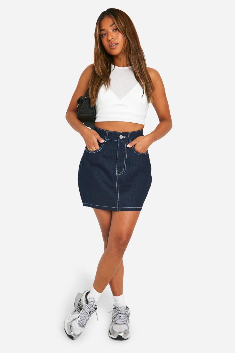 Міні -спідниця з джинсового денігового індіго