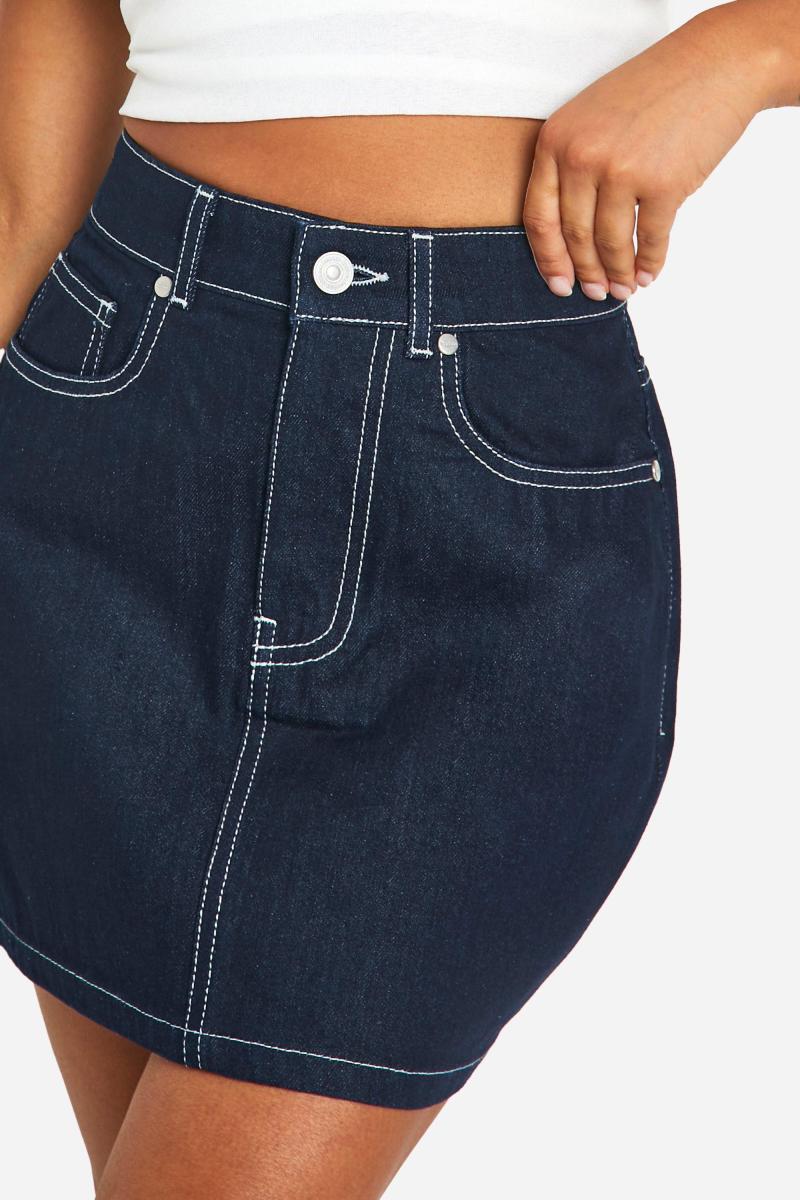 Міні -спідниця з джинсового денігового індіго