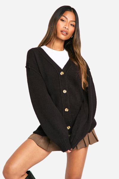 Великий кардиган-бойфренд із деталями швів