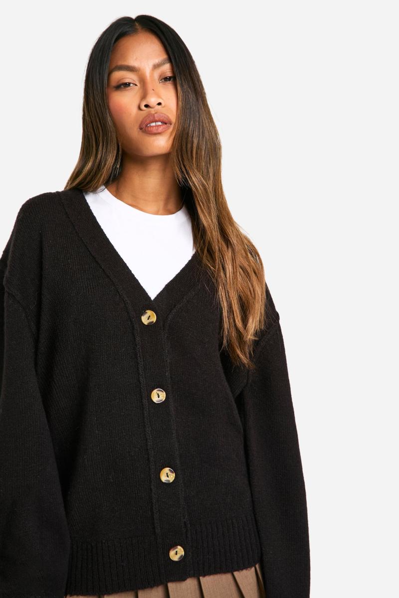 Великий кардиган-бойфренд із деталями швів