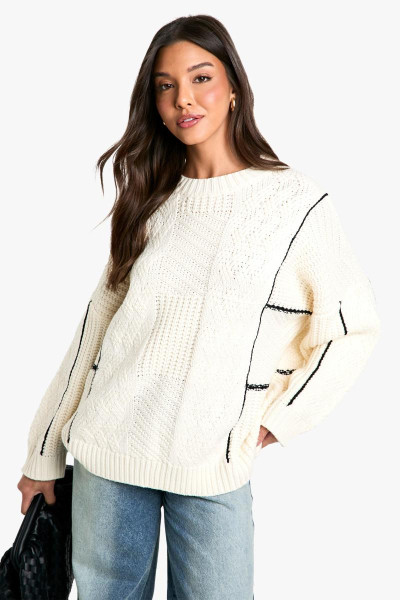 Контрастний шовковий джемпер для вишивки