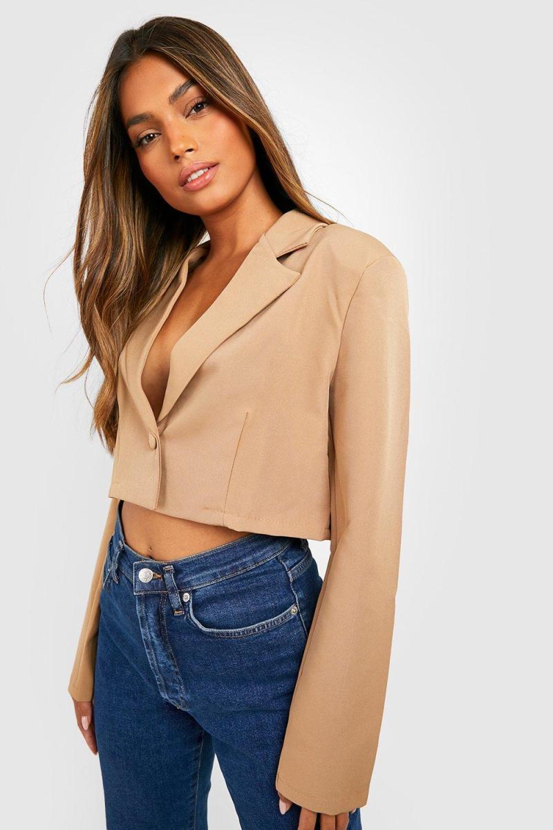 Укорочений піджак простого тканого крою