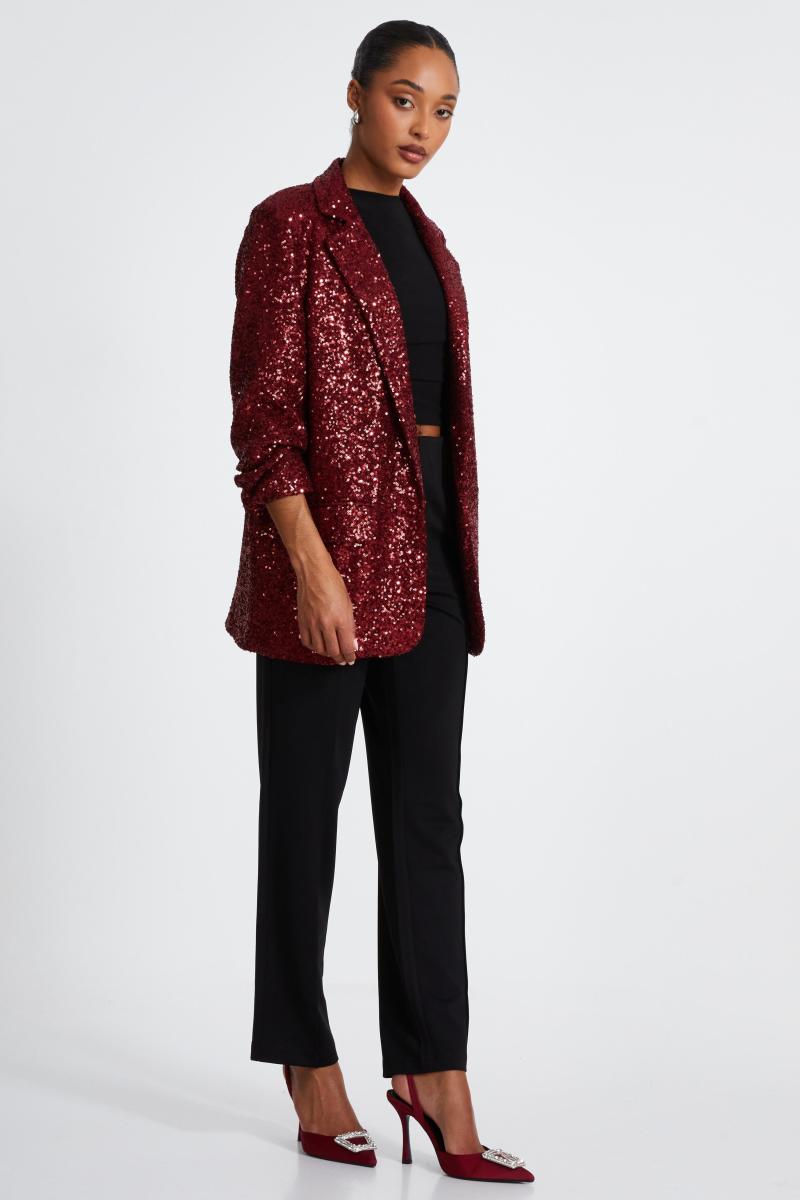 Винна блискітка Ruched Blazer