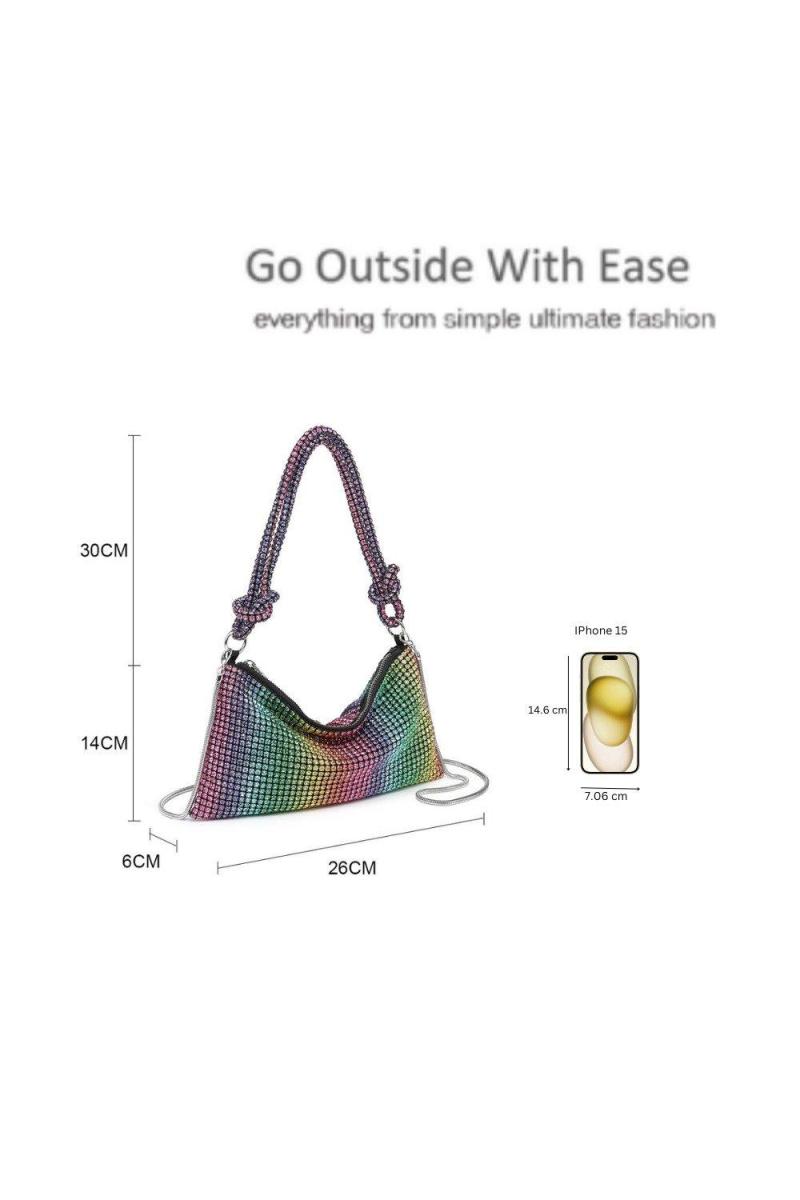 Вечірня сумочка-клатч зі стразами з ручкою та ремінцем