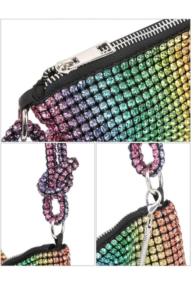 Вечірня сумочка-клатч зі стразами з ручкою та ремінцем