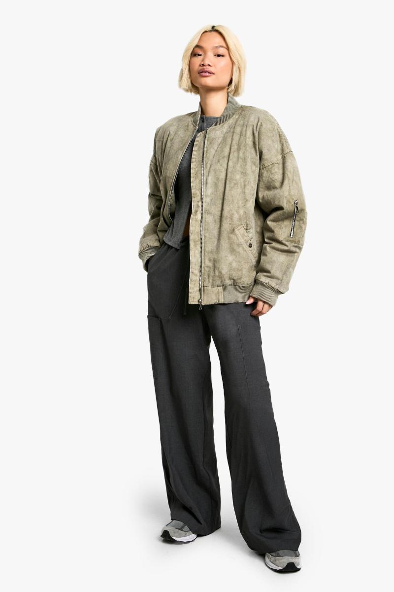 Вимитий погляд негабаритна куртка бомбардувальників