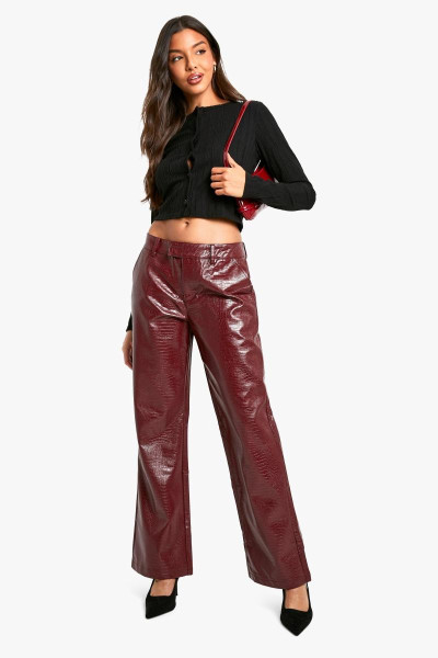 Прямі брюки Croc Pu з низькою посадкою