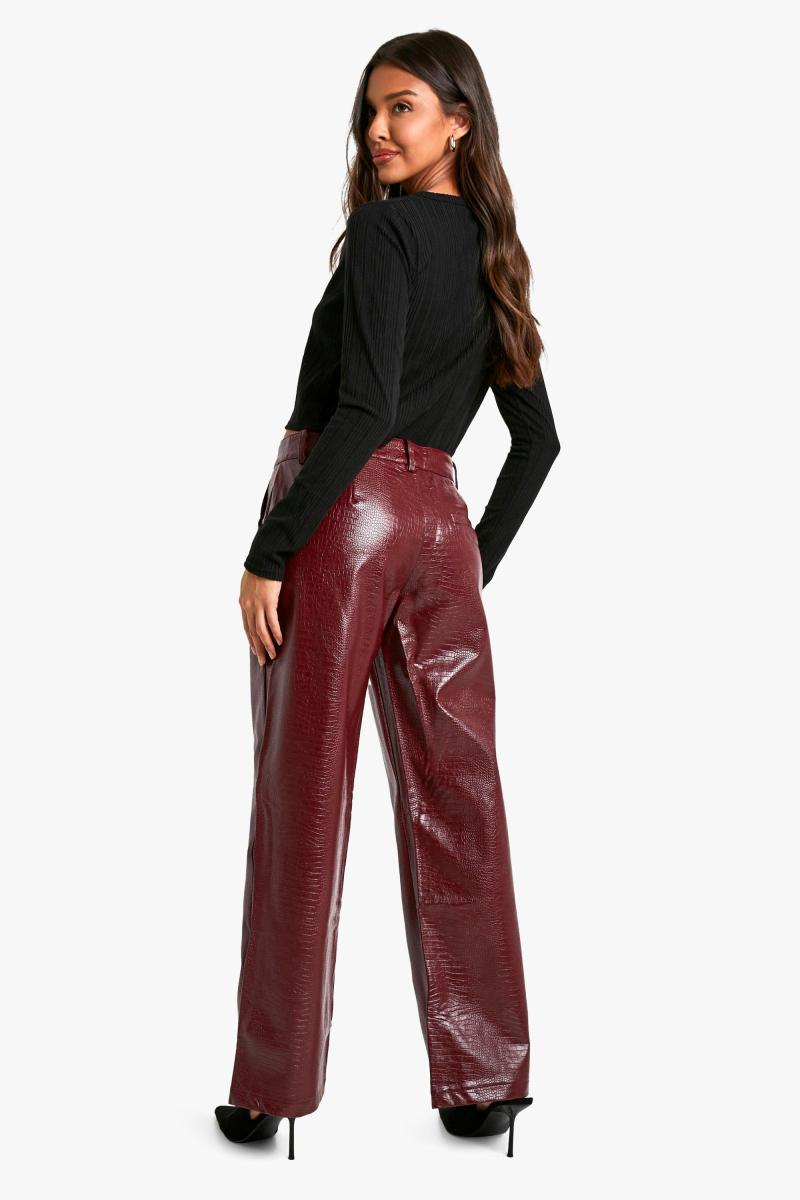 Прямі брюки Croc Pu з низькою посадкою