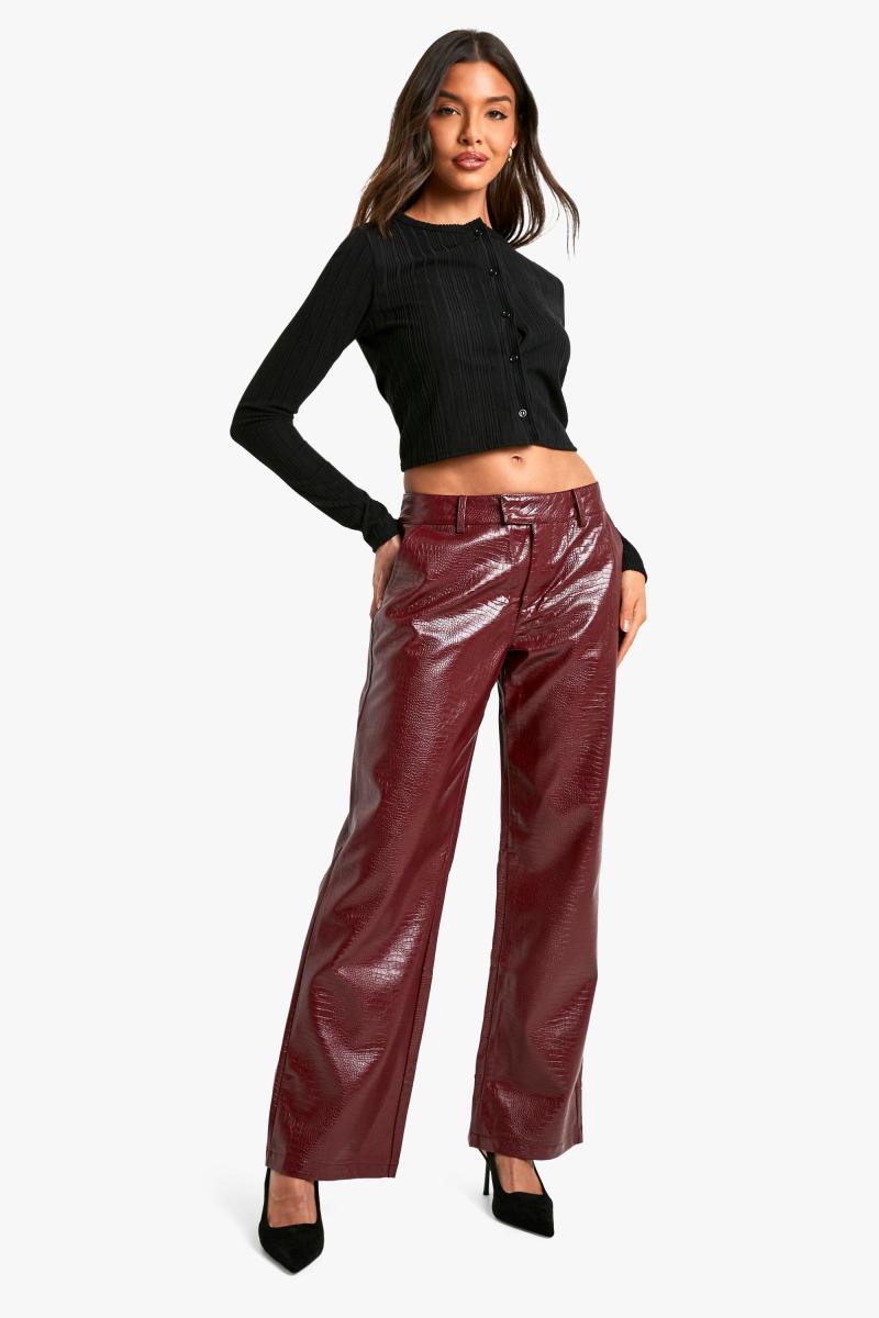 Прямі брюки Croc Pu з низькою посадкою