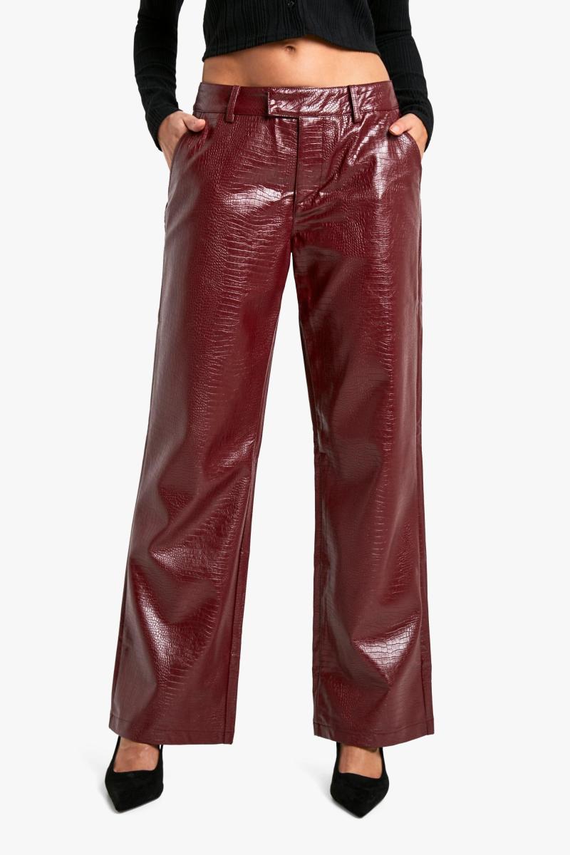 Прямі брюки Croc Pu з низькою посадкою