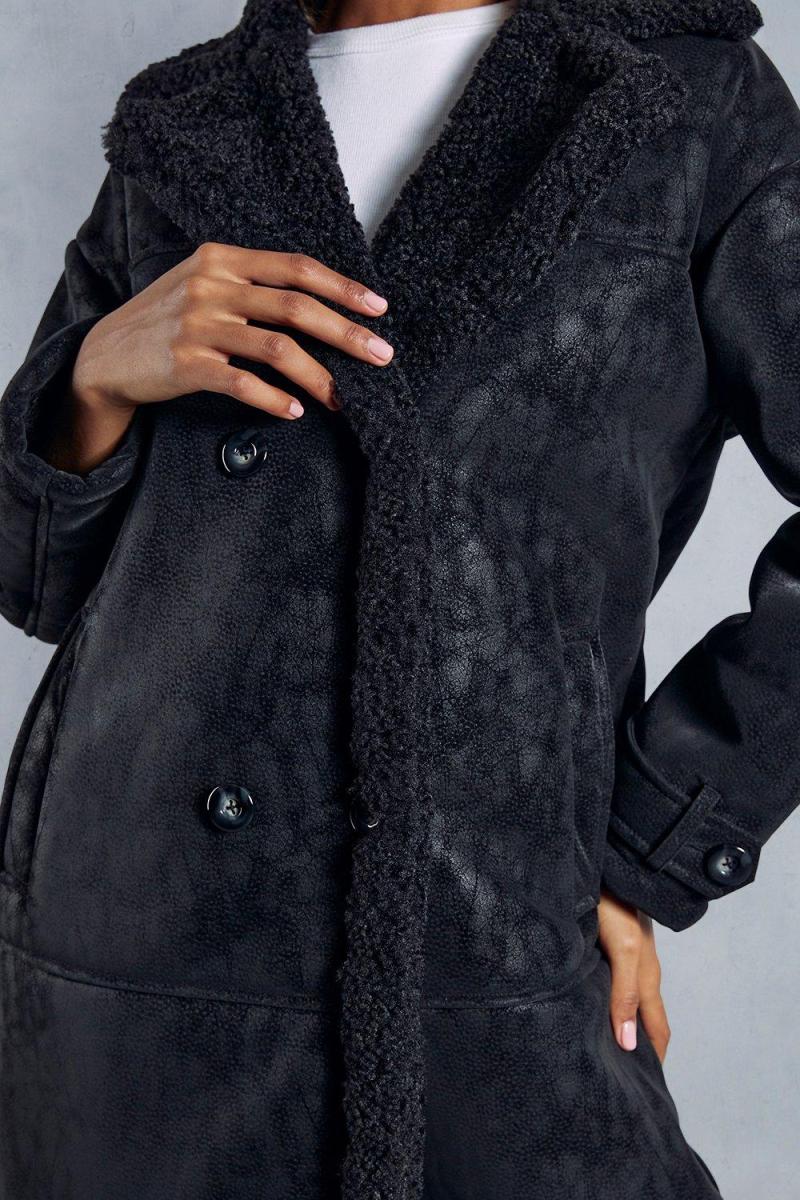 Текстурована штучна замша Борг, вишикувана довгим покриттям