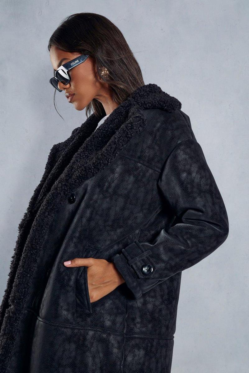 Текстурована штучна замша Борг, вишикувана довгим покриттям