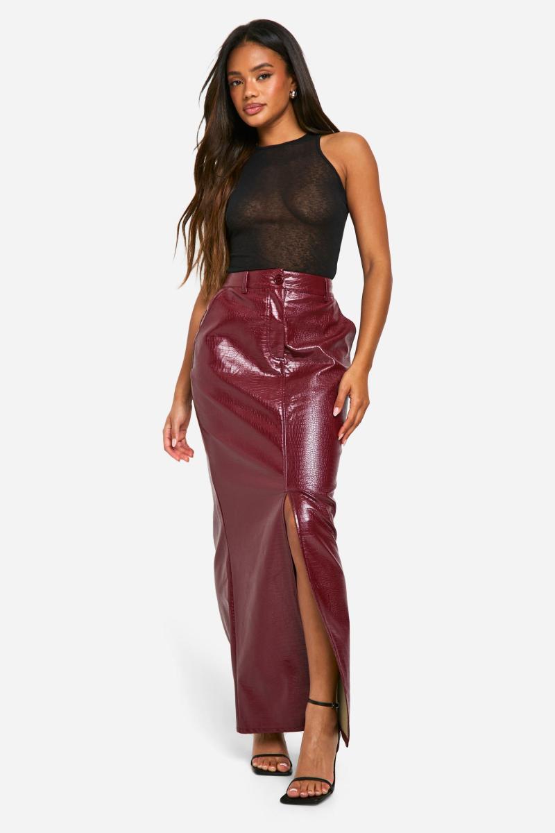 Максі-спідниця Croc Pu з розрізами спереду