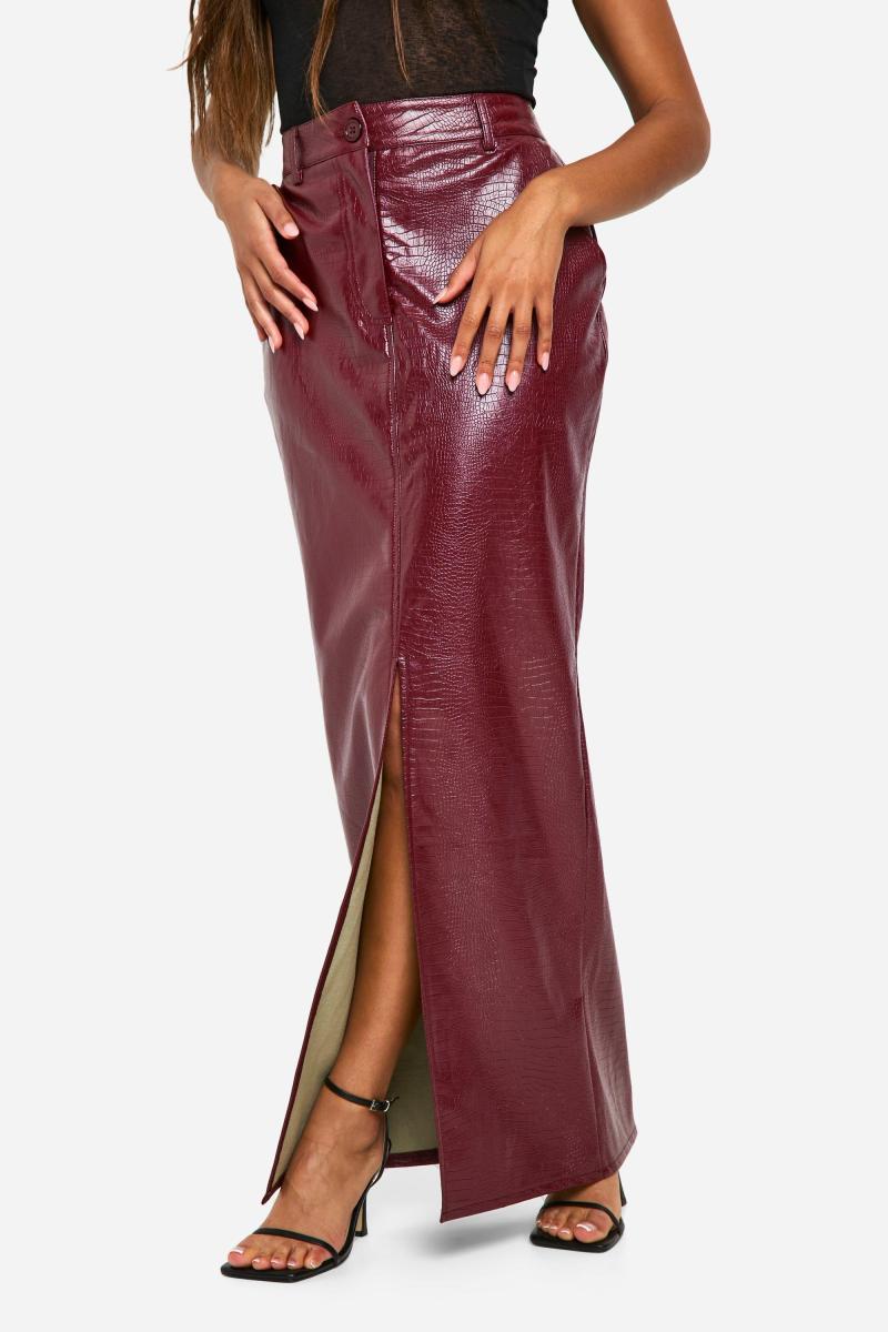 Максі-спідниця Croc Pu з розрізами спереду