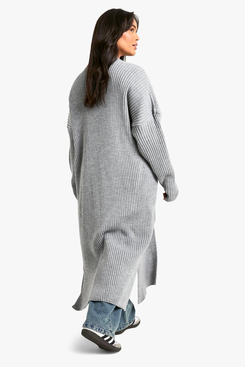 Плюс в’язаний негабаритний кардиган максі