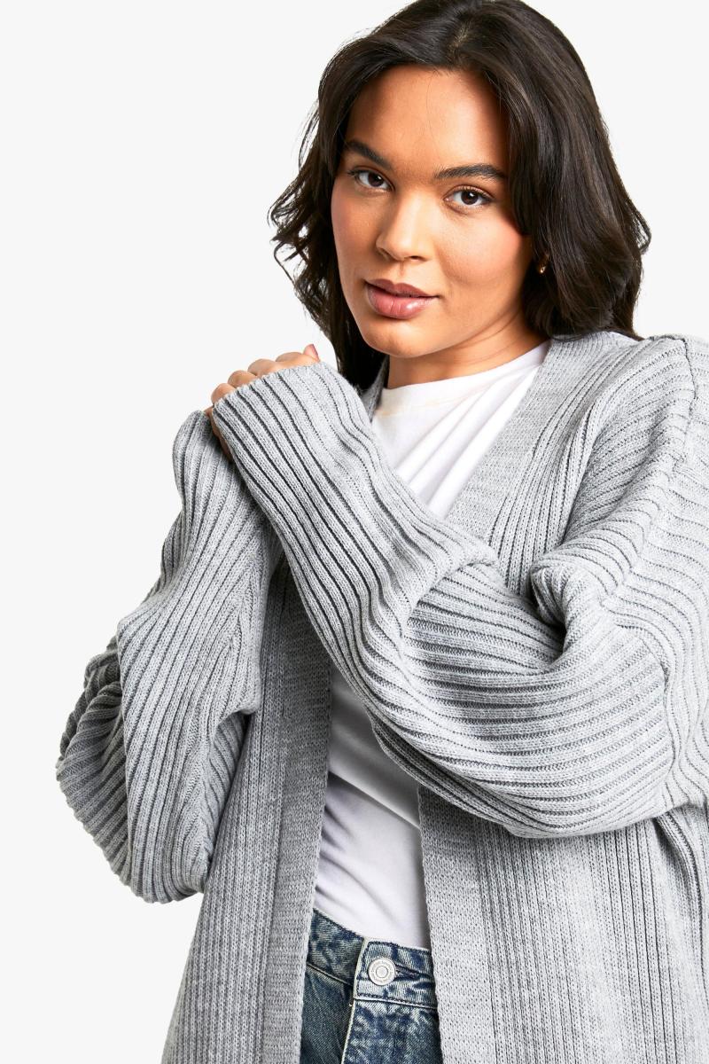 Плюс в’язаний негабаритний кардиган максі