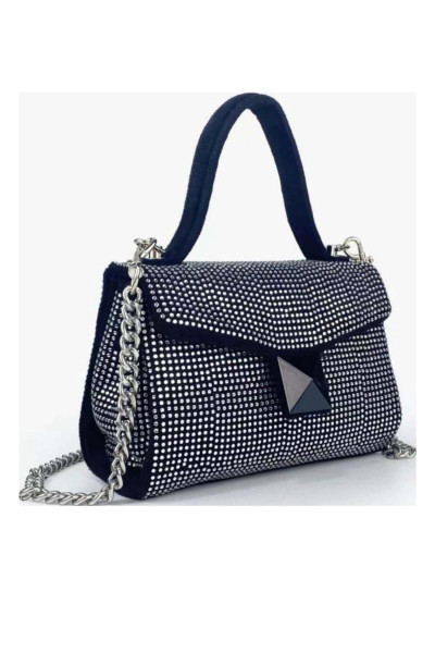 Чорна замшева сумка зі стразами