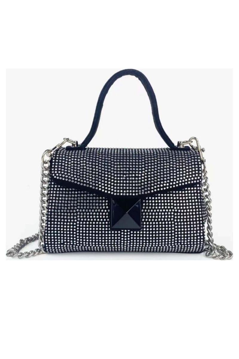 Чорна замшева сумка зі стразами