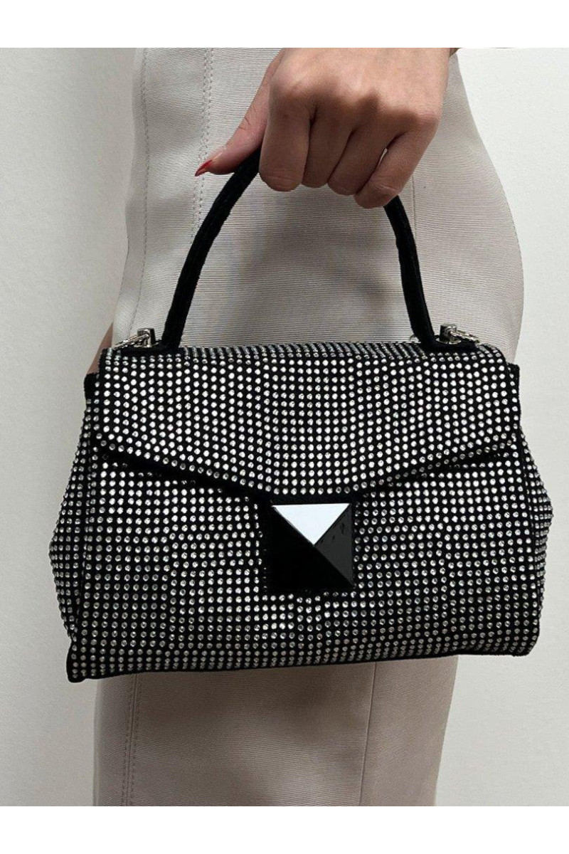 Чорна замшева сумка зі стразами