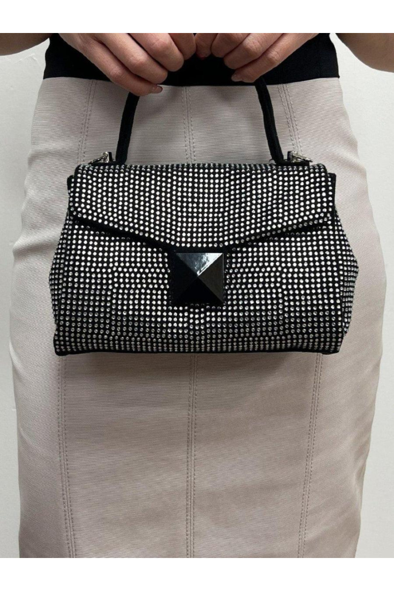 Чорна замшева сумка зі стразами