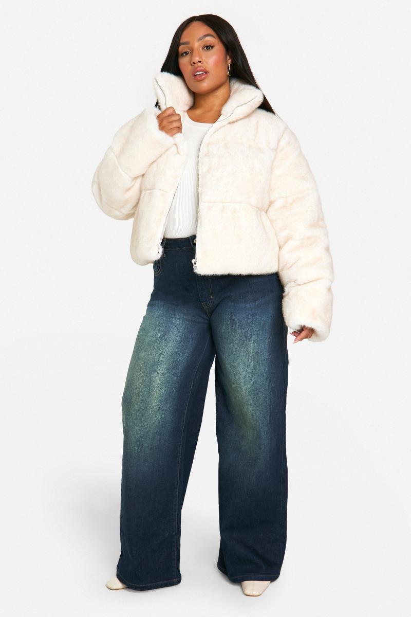 Плюс куртка-пуховик зі штучного хутра