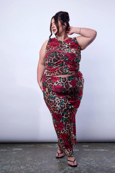 Крива гепардна сітка максі спідниця