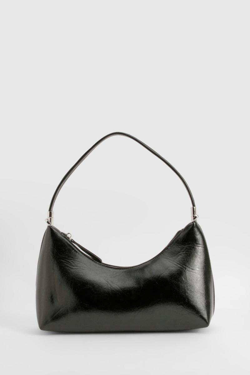 Блискуча сумка через плече з поліуретану на блискавці з ремінцем через плече