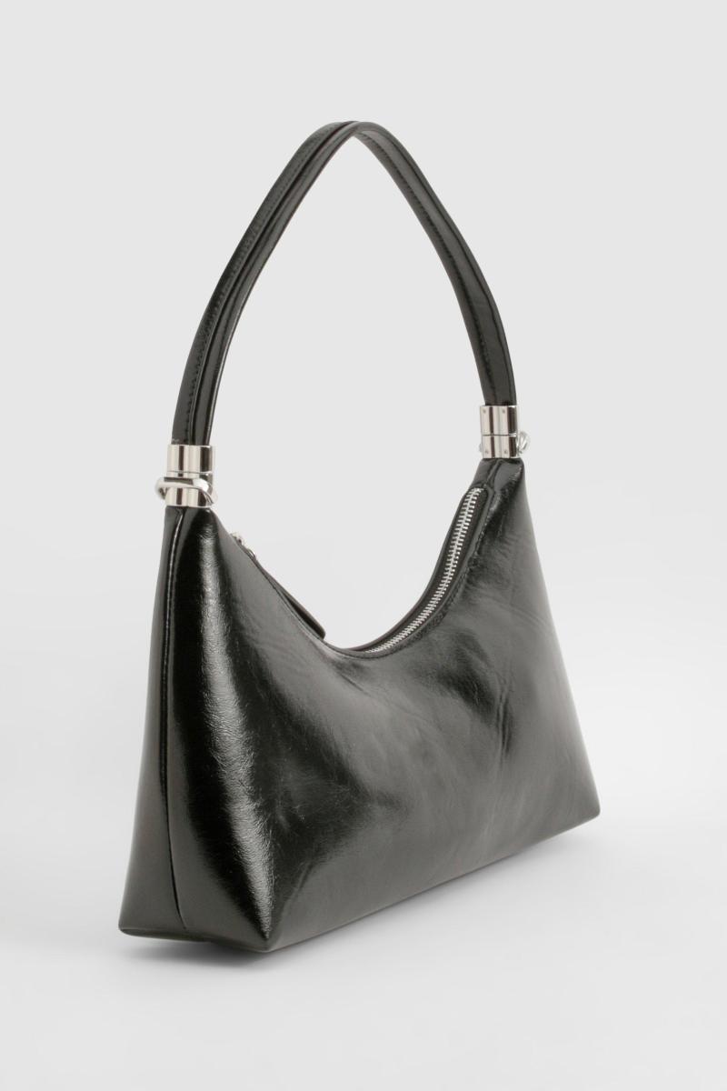 Блискуча сумка через плече з поліуретану на блискавці з ремінцем через плече