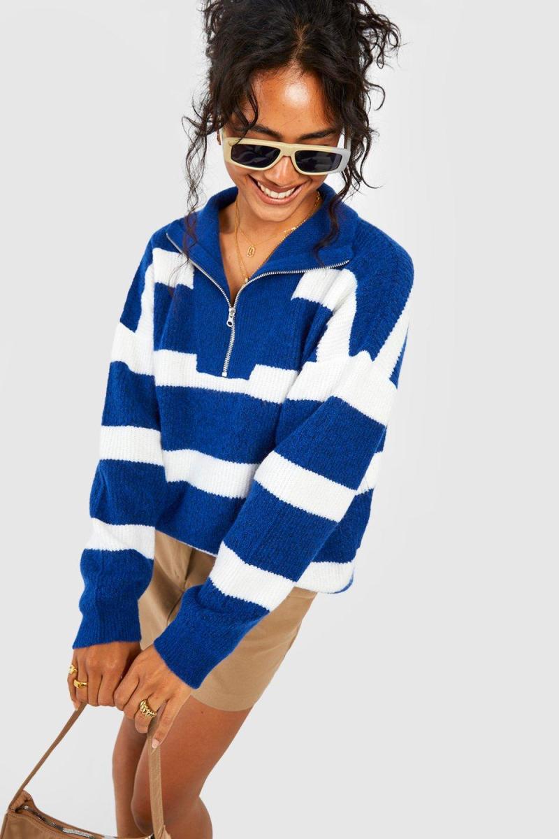 Джемпер у смужки на половині блискавки