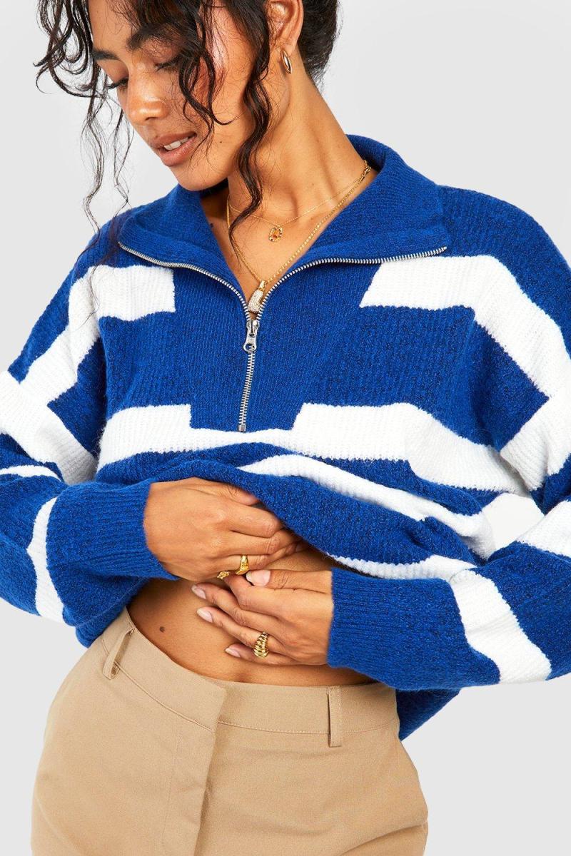 Джемпер у смужки на половині блискавки