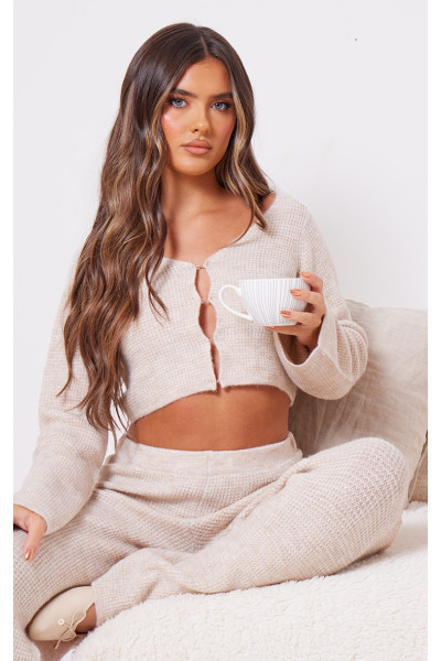 В’язаний укорочений джемпер із застібками та застібками для піску