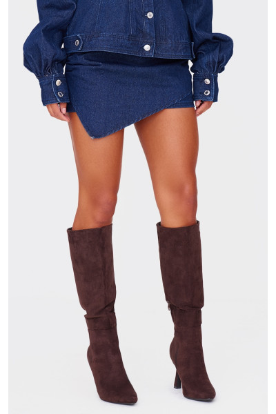 Асиметрична багатошарова джинсова міні-спідниця кольору індиго