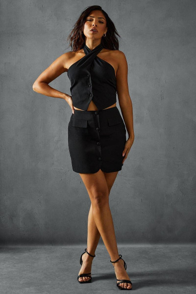 Індивідуальна кнопка вниз міні -спідниця