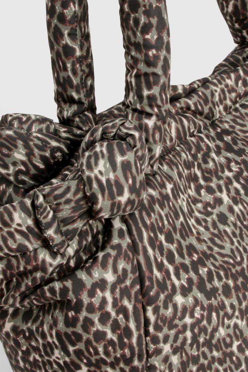 Нейлонова сумка кольору хакі з леопардовою ручкою