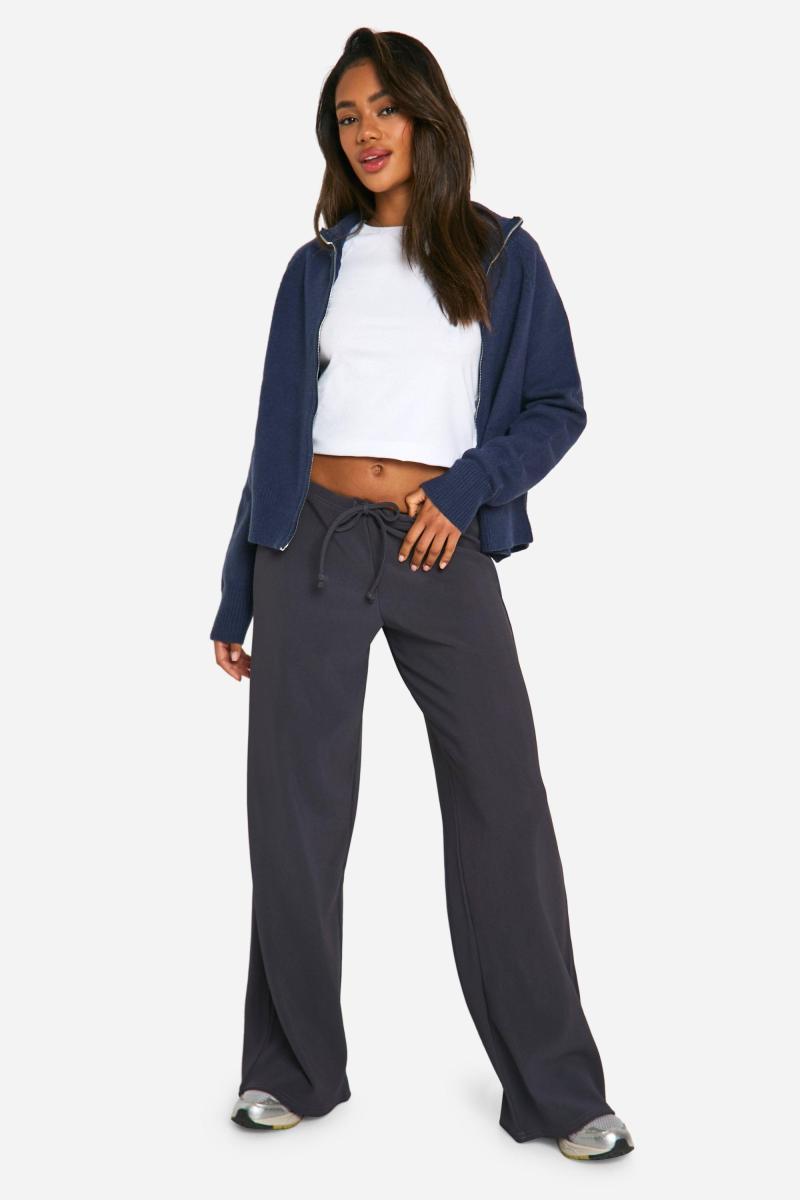 Широкі брюки на талії зі шнурками в рубчик