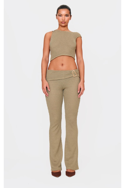 Вузькі кльоші з текстурованою обробкою кольору світлого кольору хакі