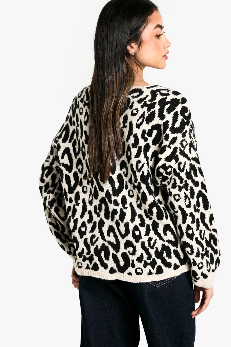 Кардиган з леопардовим леопардовим в'язанням із щіткою