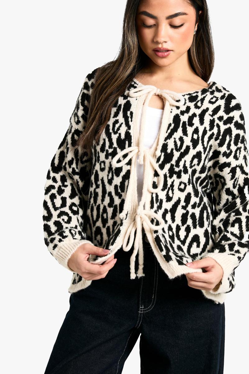 Кардиган з леопардовим леопардовим в'язанням із щіткою