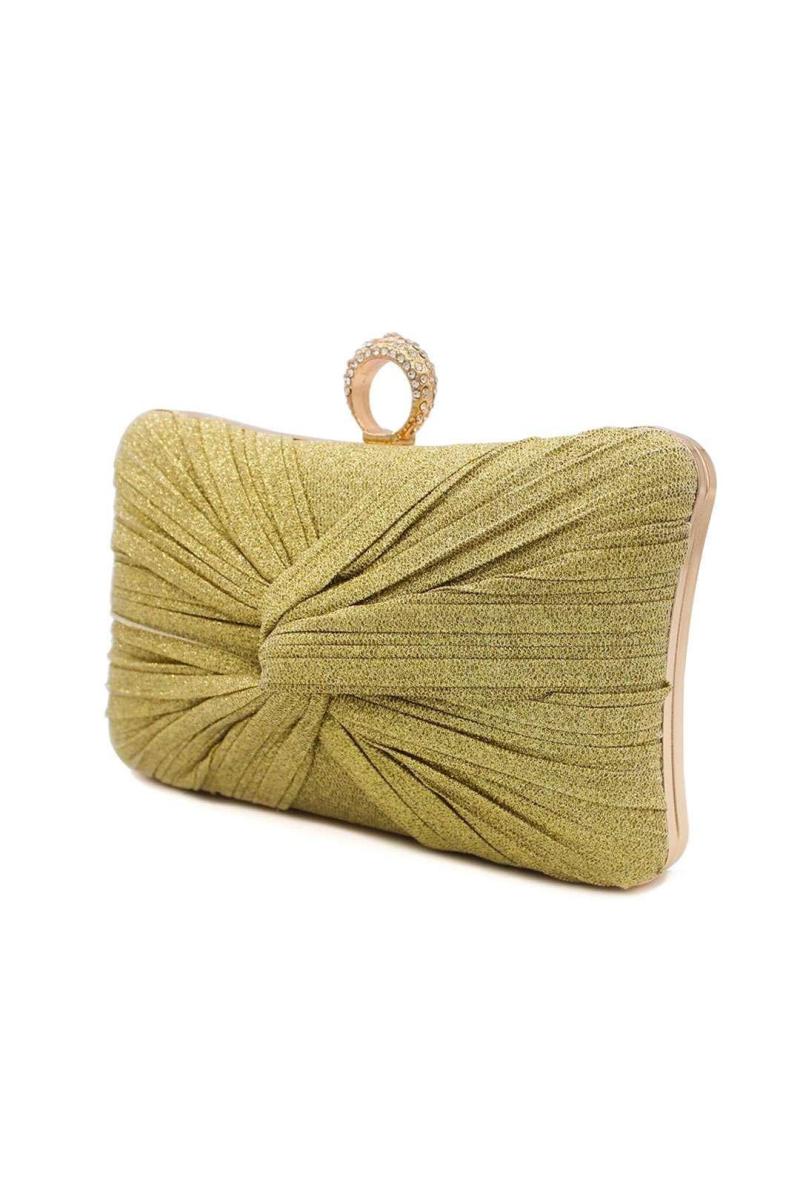 Спантерований плісирований вечірній мішок з клатчем з клатчем з кришталевою застібкою