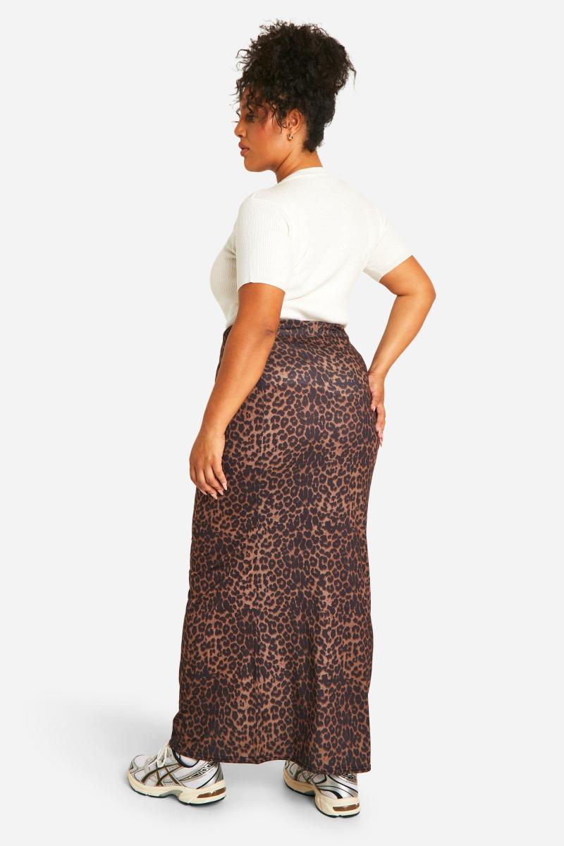 Плюс спідниця-максі з леопардового джерсі