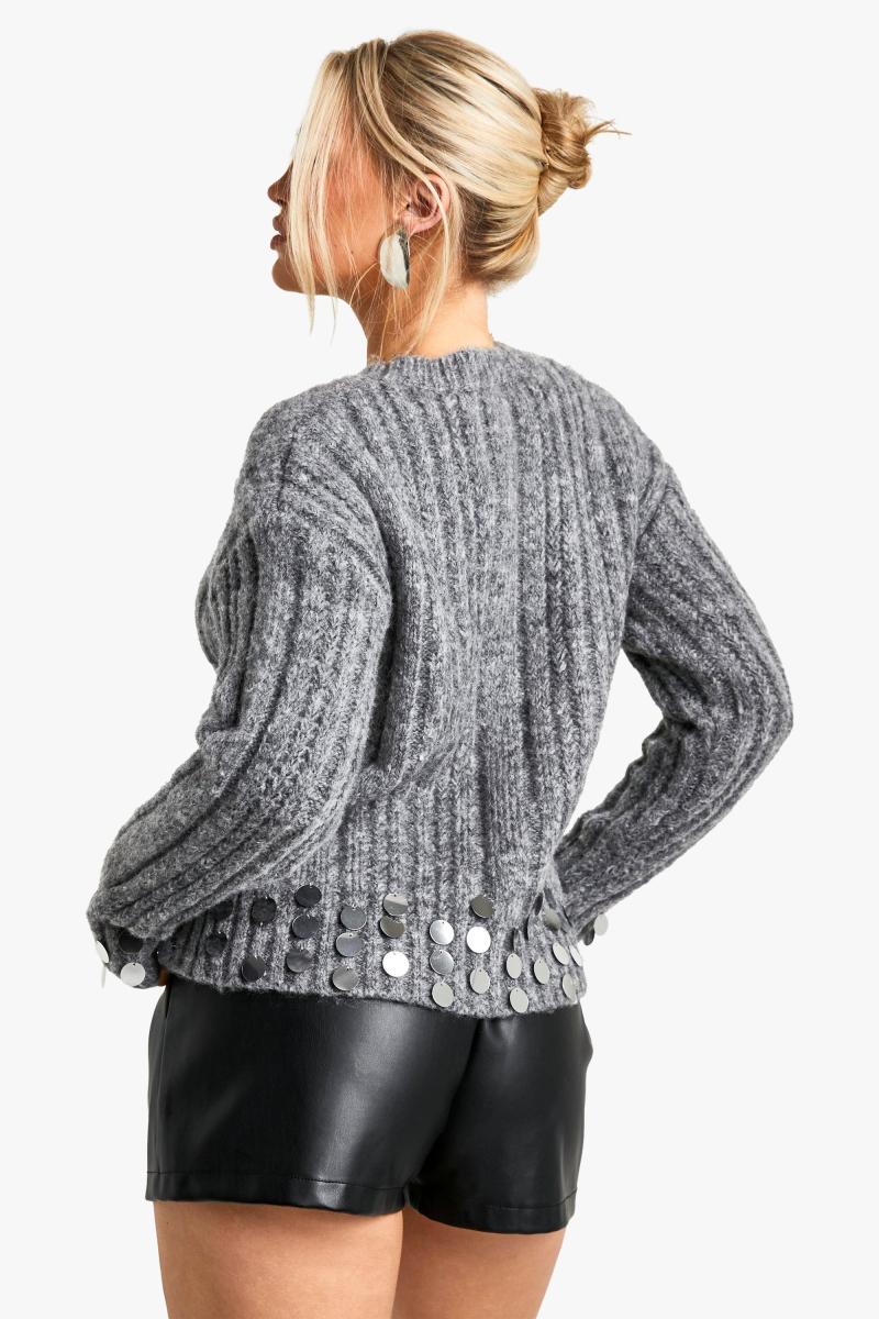 Масивний трикотажний джемпер з дисковими деталями
